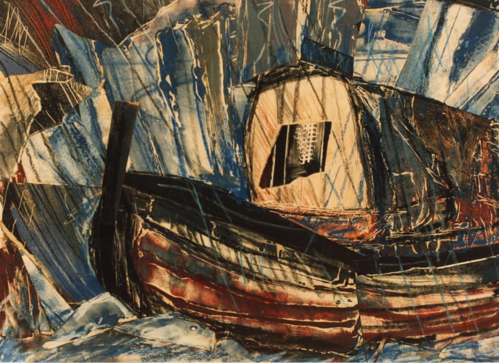Noach Ark,2-st of du, collage, 40 ^50, oil on paper,1989
